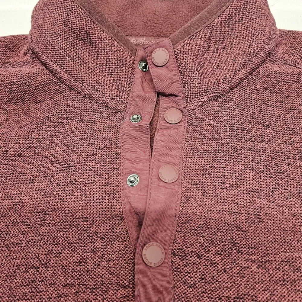 Eddie Bauer Mens L Red Quarter Button Pullover Cotton Casual Knit‎ Sweatshirt